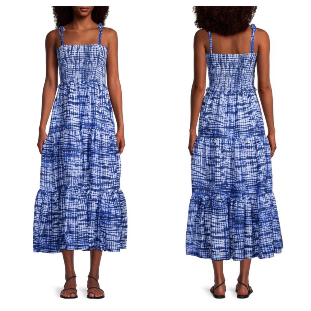 NEW Solid & Striped indigo shibori linen midi dress